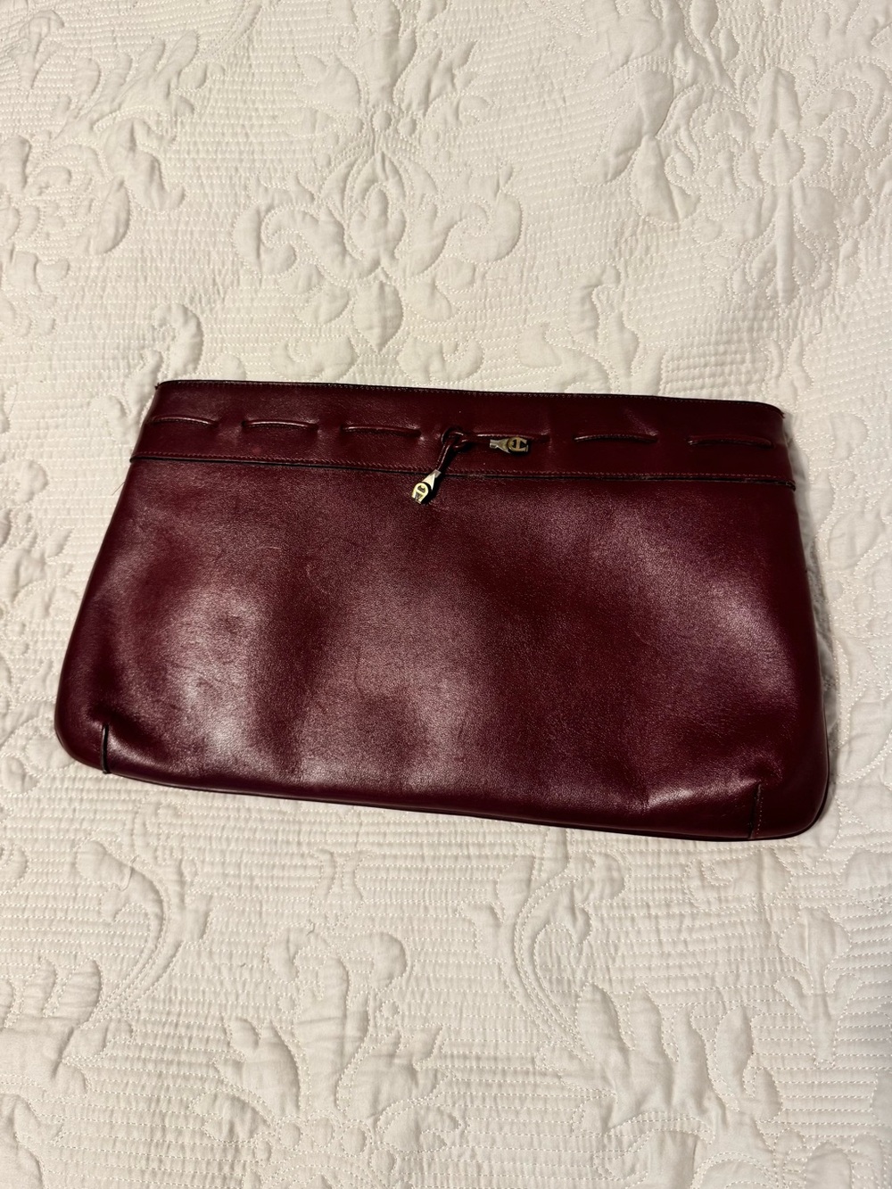 Vintage 70s Etienne Aigner Oxblood Burgundy Leather Clutch